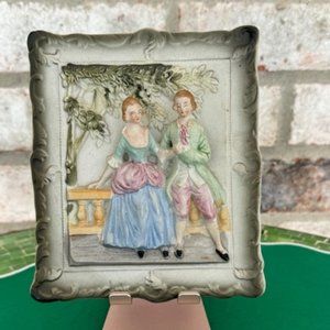 Occupied Japan Vintage Porcelain Wall Plaque Man and Woman